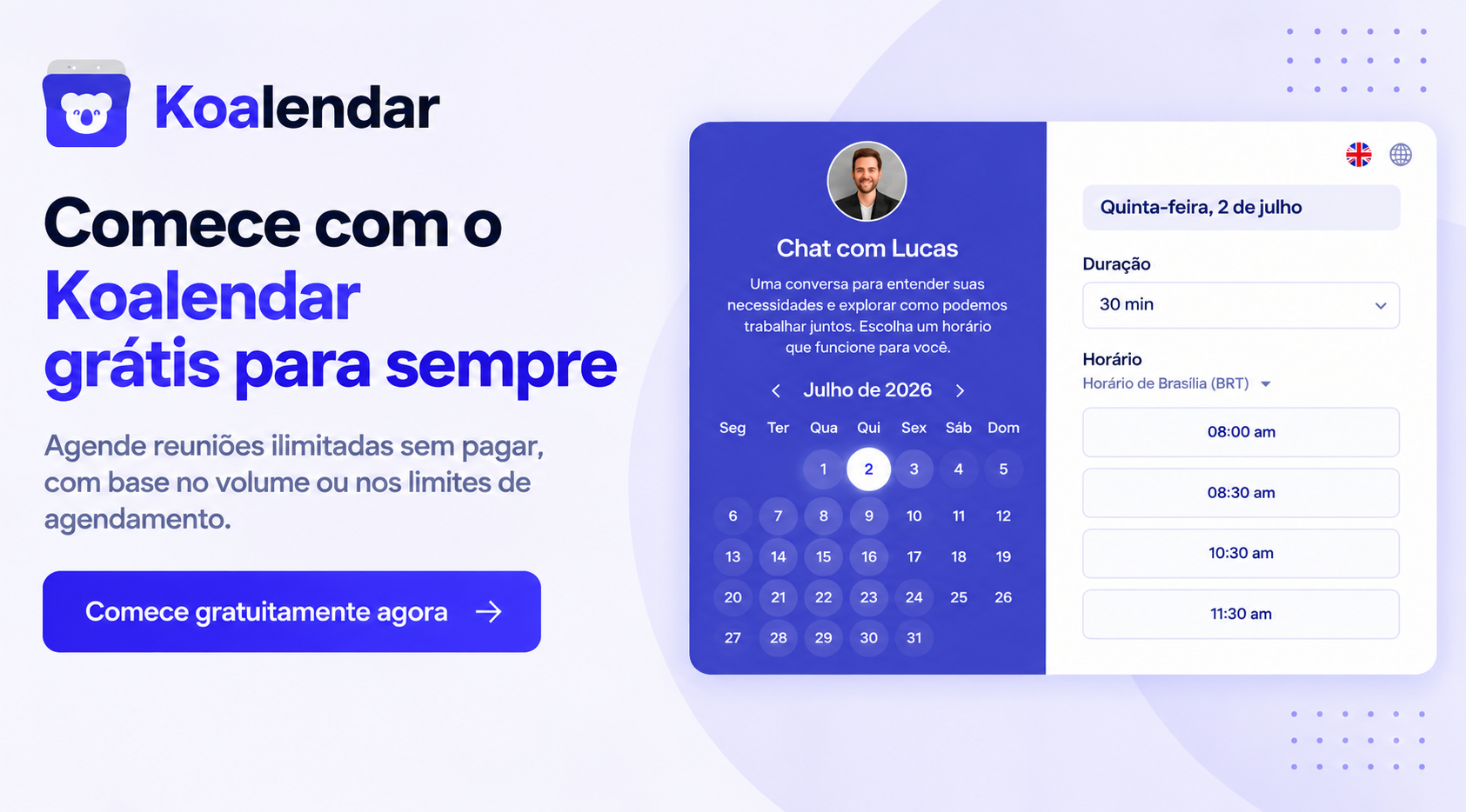 Banner do Koalendar promovendo agendamentos ilimitados para profissionais que usam enquetes em grupo
